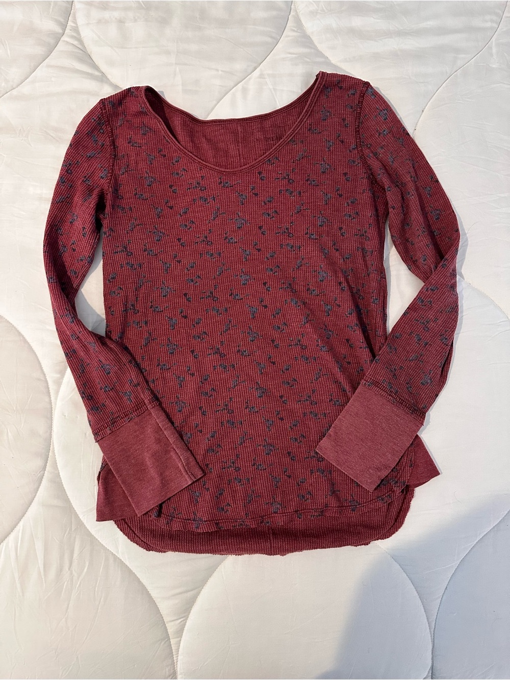We the Free Long-Sleeve Scoop Neck Thermal Top in Burgundy